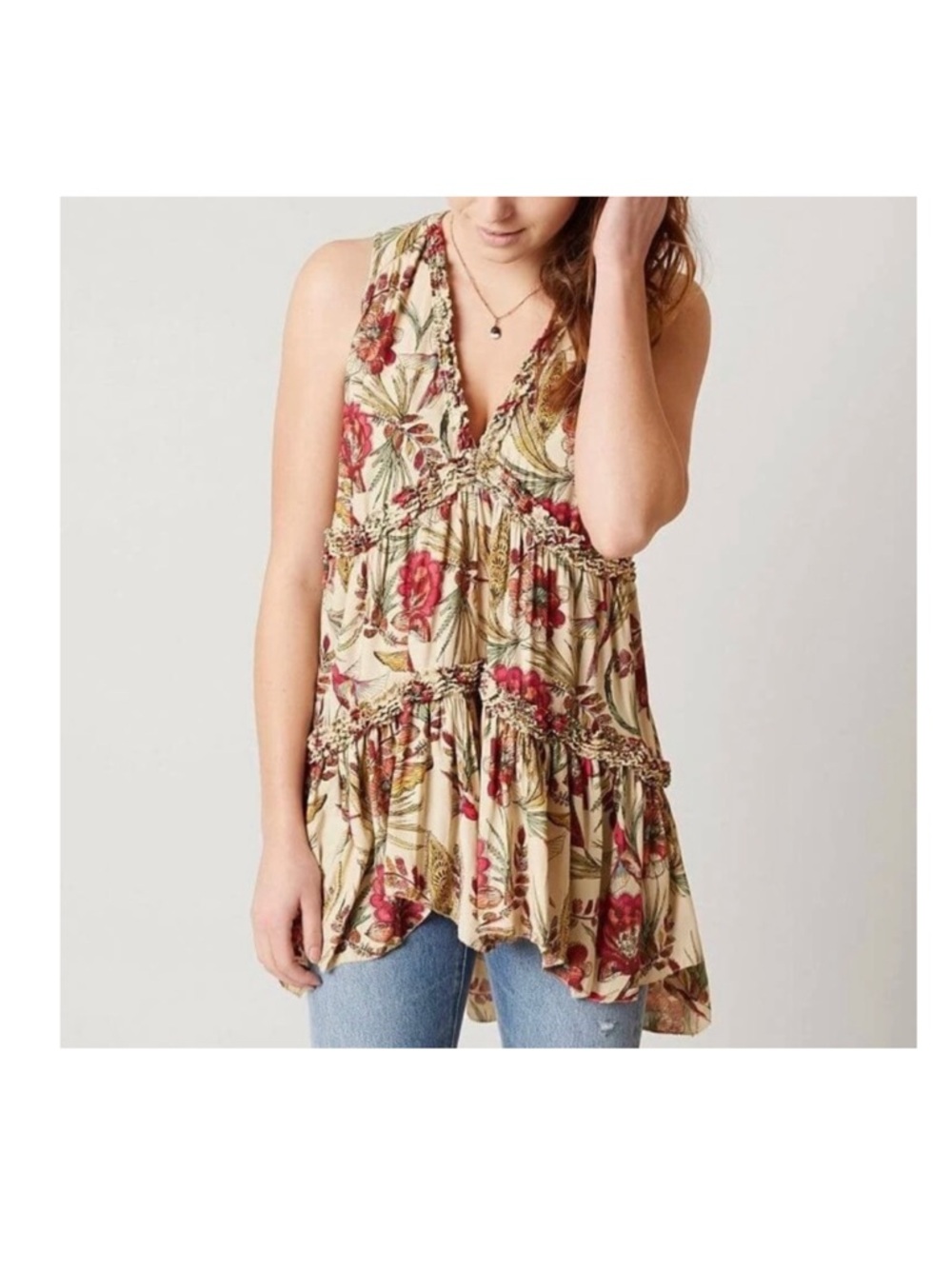 Free People HummingBird/Floral Festival Boho Top